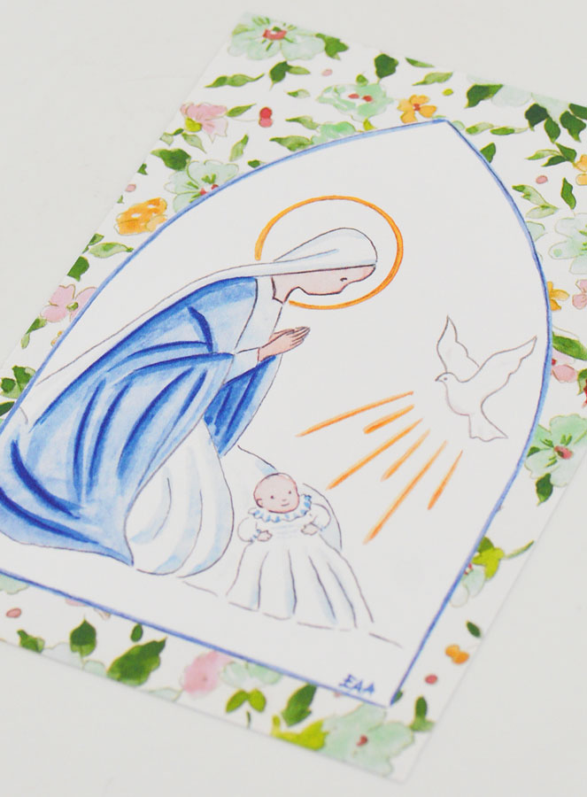 Carte de Baptême - Vierge Marie et Colombe de l'Esprit Saint (pic 4)