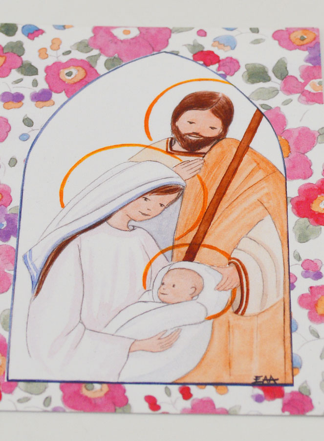 Carte de Baptême - Sainte Famille - Icône Rose (pic 2)