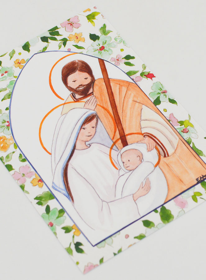 Carte de Baptême - Sainte Famille - Vert (pic 3)