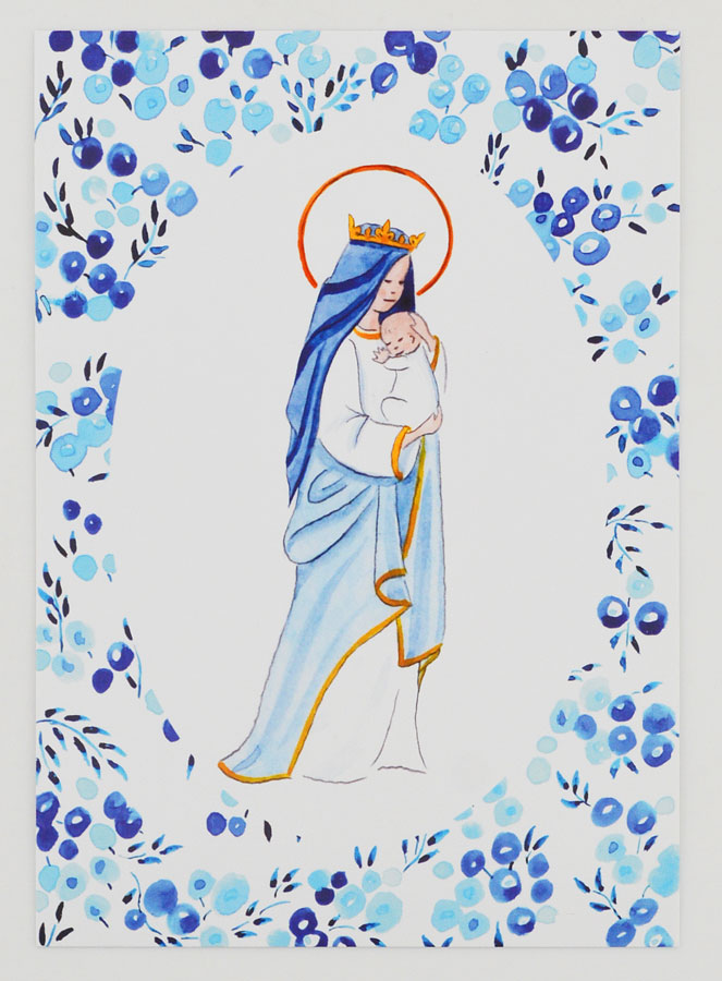 Carte de Baptême - Vierge Couronnée à l'Enfant Jésus (pic 1)
