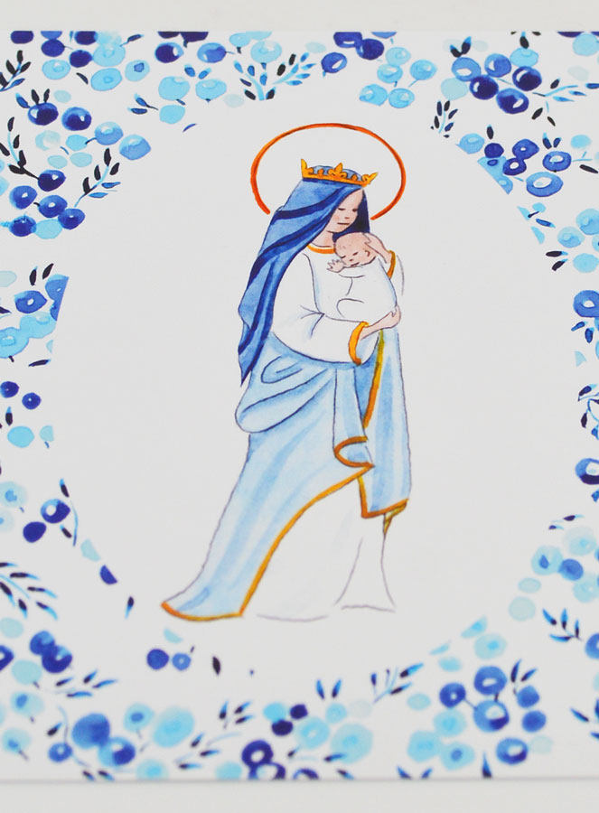 Carte de Baptême - Vierge Couronnée à l'Enfant Jésus (pic 2)