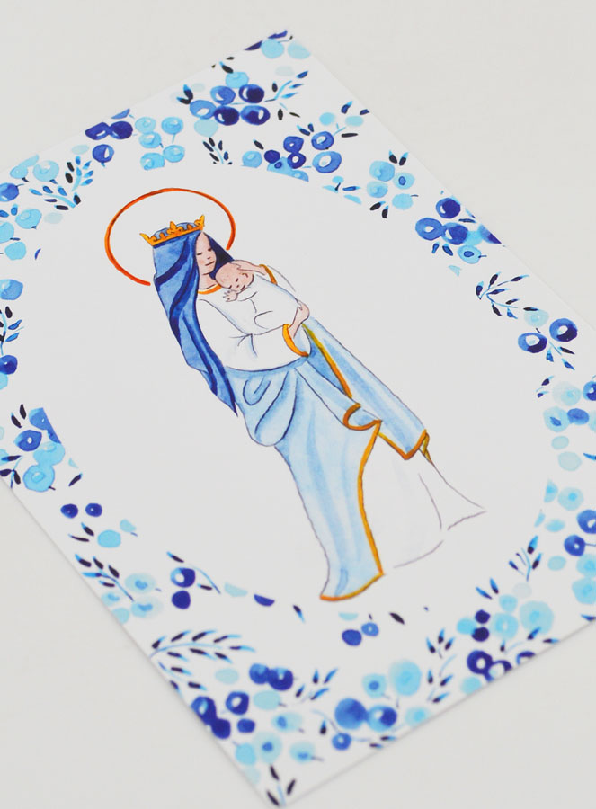 Carte de Baptême - Vierge Couronnée à l'Enfant Jésus (pic 3)