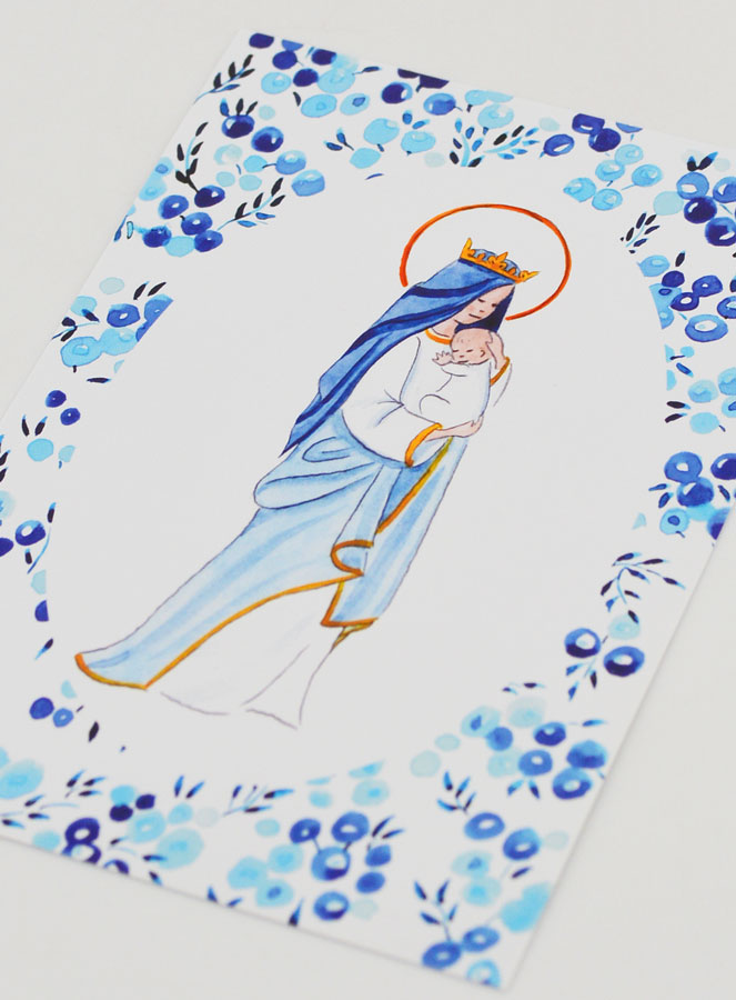 Carte de Baptême - Vierge Couronnée à l'Enfant Jésus (pic 4)