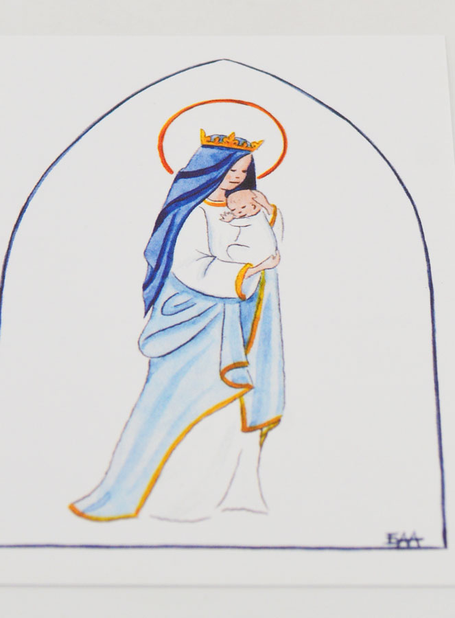 Carte de Baptême - Vierge Couronnée à l'Enfant Jésus - Blanc (pic 2)