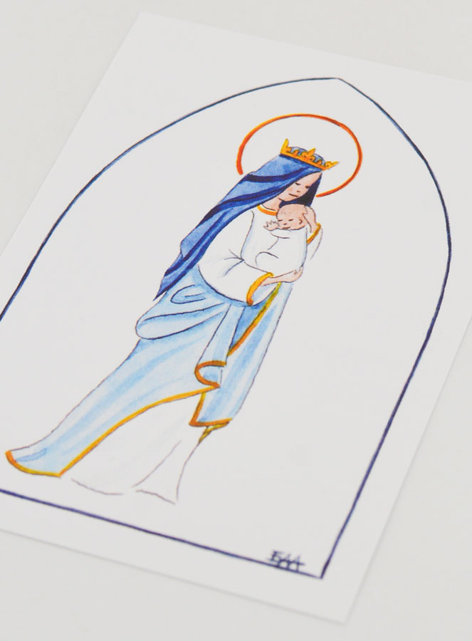 Carte de Baptême - Vierge Couronnée à l'Enfant Jésus - Blanc (pic 4)