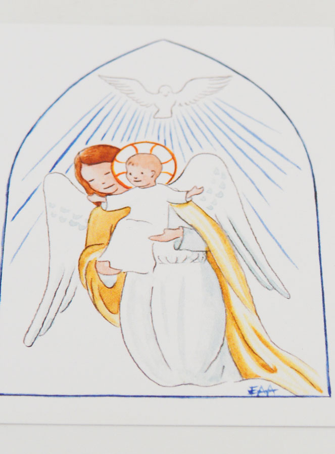 Carte de Baptême - Ange-Gardien Protecteur et Esprit Saint - Blanc (pic 2)