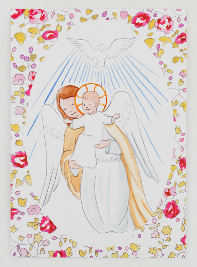 Carte de Baptême - Ange-Gardien Protecteur et Esprit Saint (pic 1)