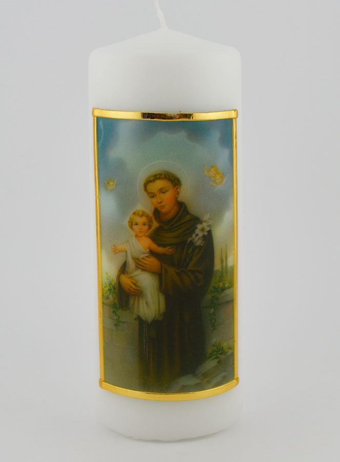 Cierge Religieux - Icône de Saint Antoine de Padoue - 15 cm (pic 1)