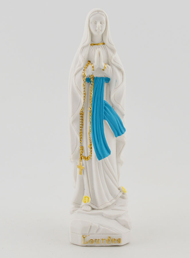 Statue Vierge Marie de Lourdes au Chapelet Or - 10 cm (pic 1)