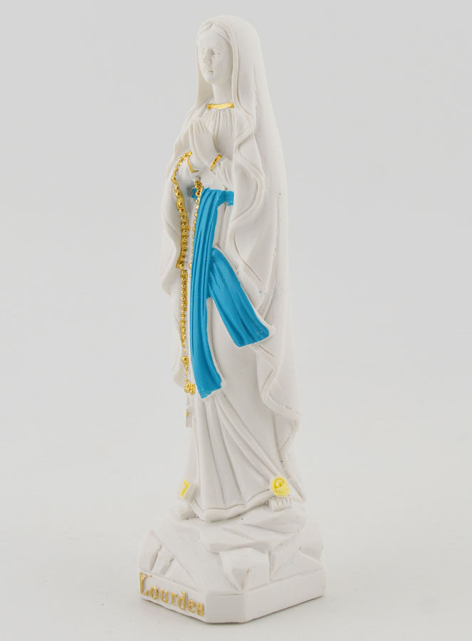 Statue Vierge Marie de Lourdes au Chapelet Or - 10 cm (pic 2)