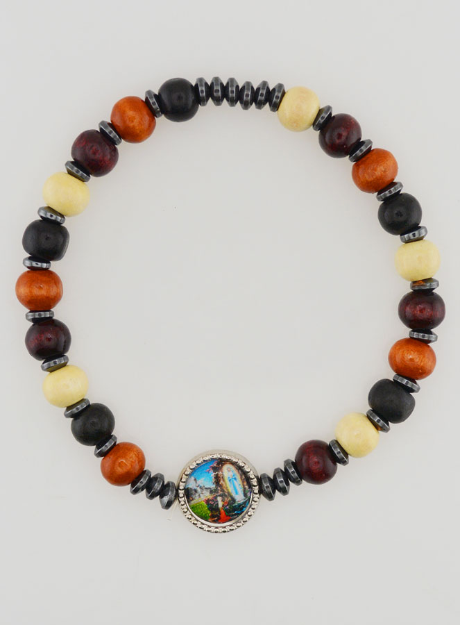 Bracelet de Lourdes sur élastique - Médaille de Lourdes (pic 1)