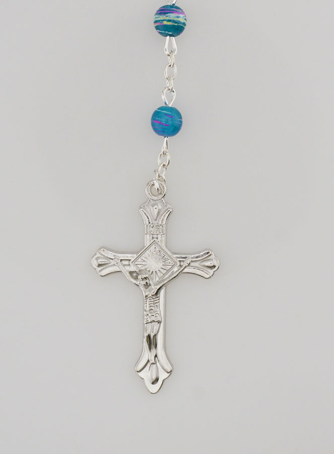 Chapelet de Lourdes en Perles Rouge et Bleu - 60 cm (pic 3)