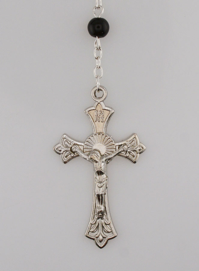 Chapelet Collier Mode en Perles Noires de Lourdes - 50 cm (pic 3)