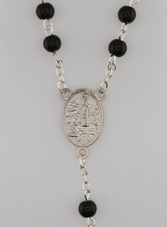 Chapelet Collier Mode en Perles Noires de Lourdes - 50 cm (pic 4)