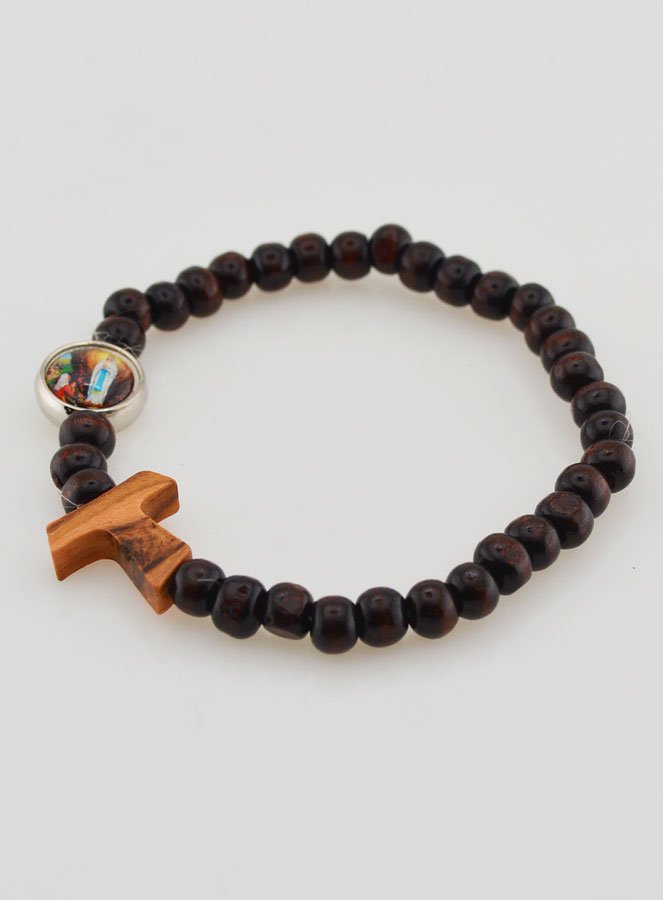 Bracelet Chapelet en Bois Croix de Tau (pic 2)