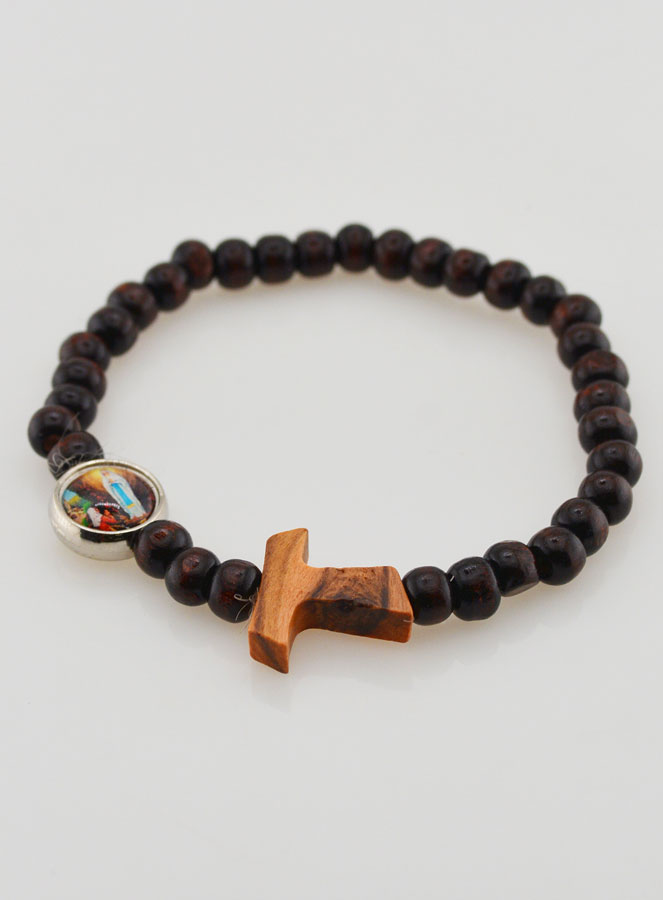 Bracelet Chapelet en Bois Croix de Tau (pic 3)