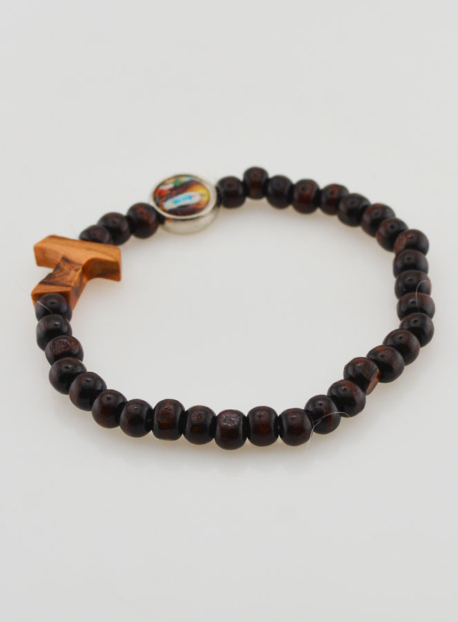 Bracelet Chapelet en Bois Croix de Tau (pic 4)