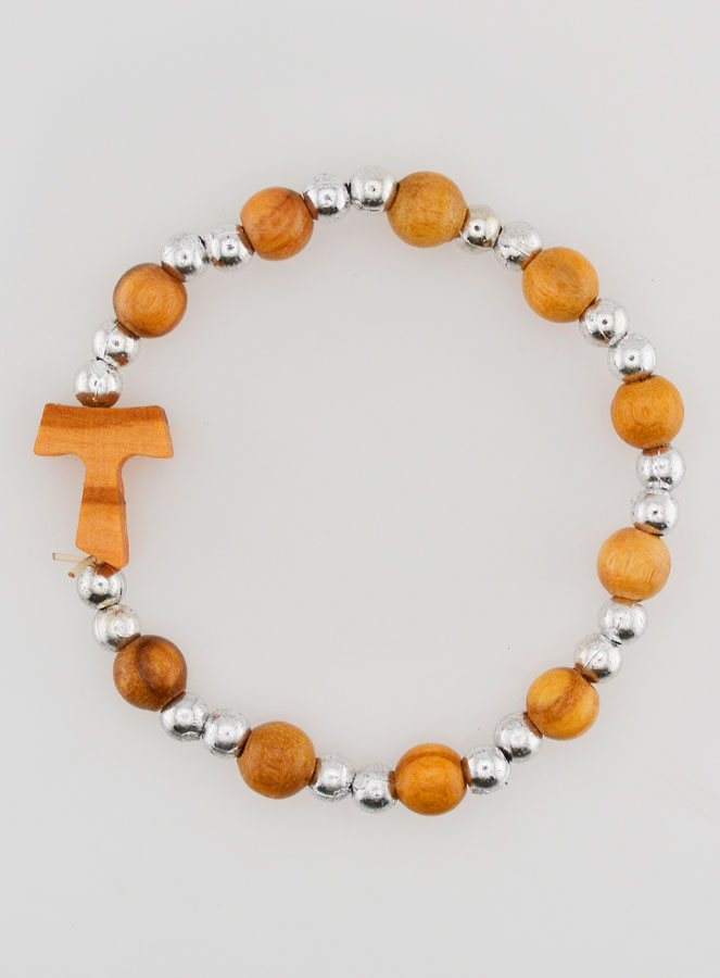 Bracelet Religieux Enfant Croix de Tau et Perles d'Argent (pic 1)