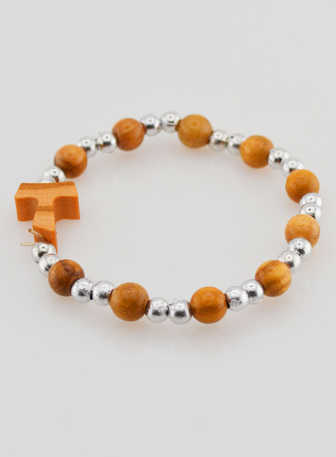 Bracelet Religieux Enfant Croix de Tau et Perles d'Argent (pic 2)