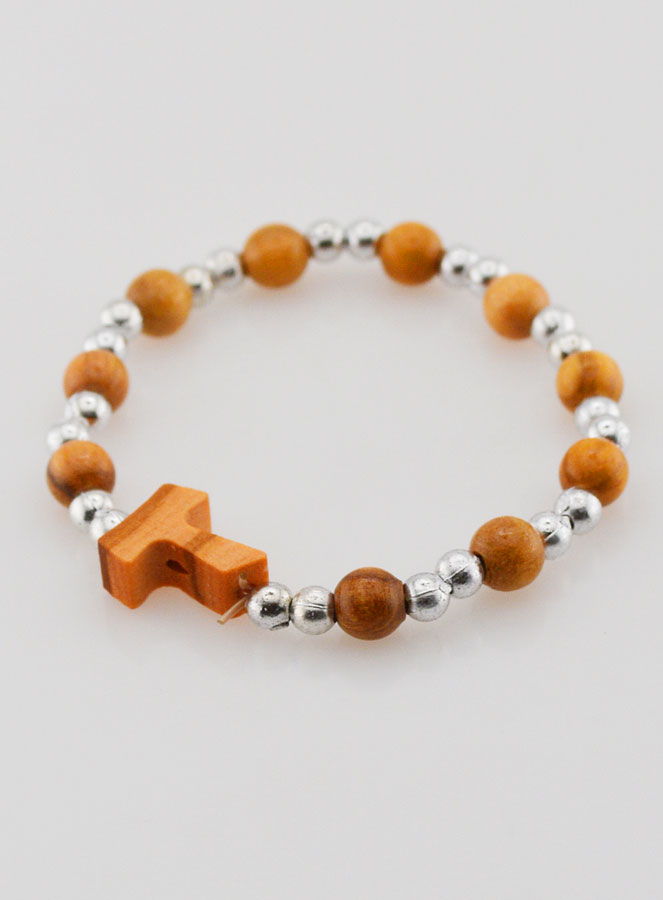 Bracelet Religieux Enfant Croix de Tau et Perles d'Argent (pic 3)
