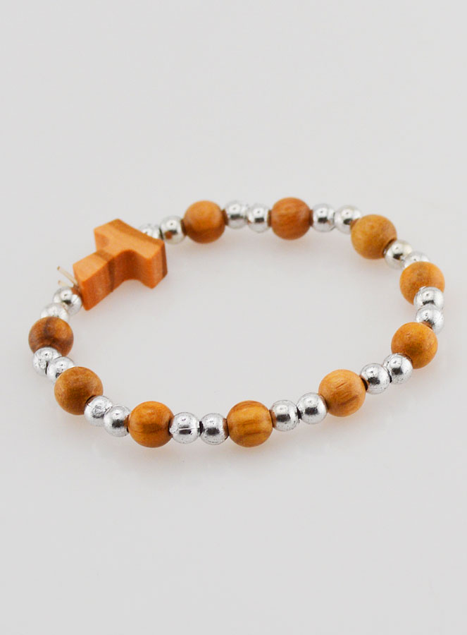 Bracelet Religieux Enfant Croix de Tau et Perles d'Argent (pic 4)