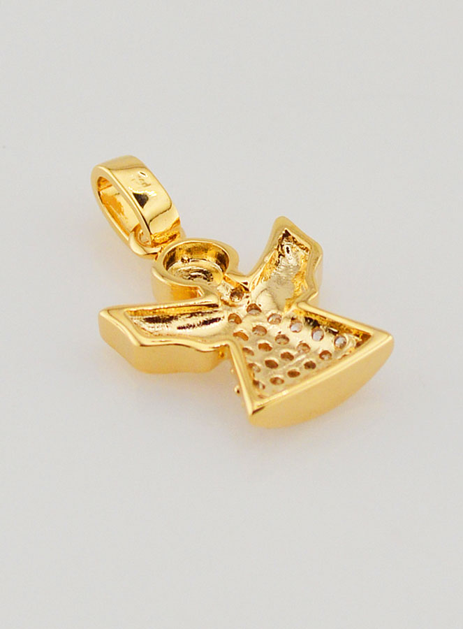 Pendentif Ange-Gardien en Plaqué Or et Diamants Strass - 15 mm (pic 4)