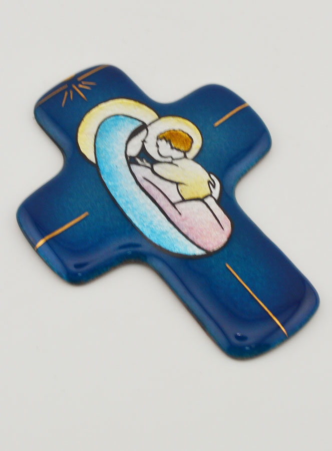 Croix Vierge à l'Enfant Jésus en Emaux (pic 3)