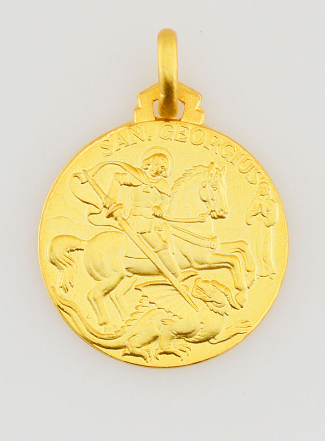 Médaille de Baptême Saint Georges en Plaqué Or (pic 1)