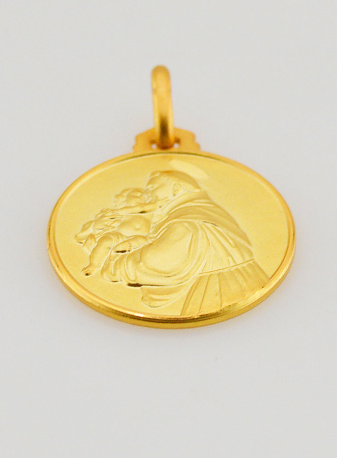 Médaille de Baptême Saint Antoine en Plaqué Or (pic 2)