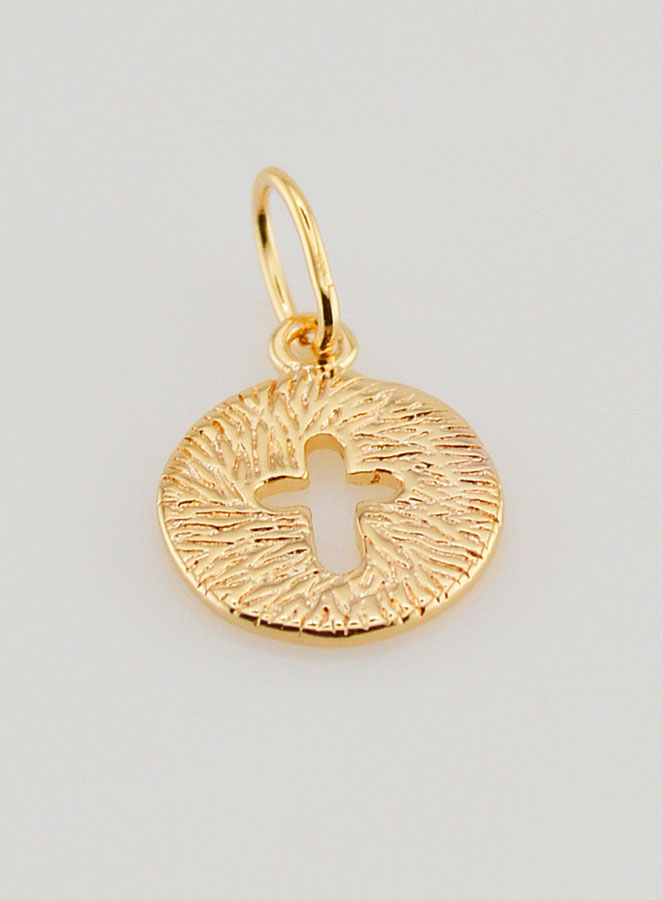 Médaille de Baptême Croix en Plaqué Or 18 Carats (pic 2)