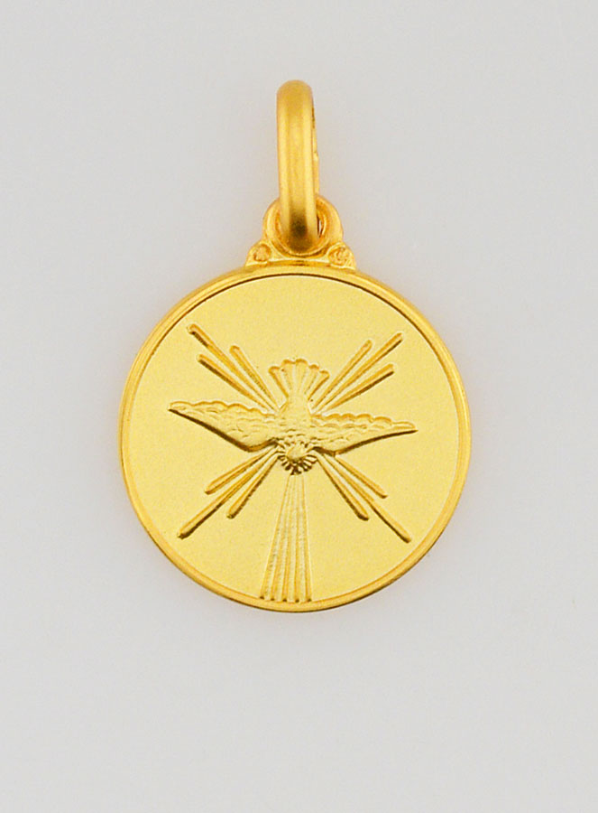 Médaille de Baptême Colombe Esprit Saint en Plaqué Or (pic 1)