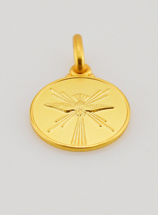 Médaille de Baptême Colombe Esprit Saint en Plaqué Or (pic 2)