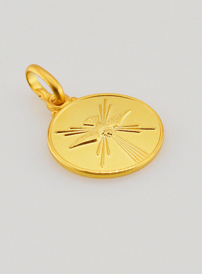 Médaille de Baptême Colombe Esprit Saint en Plaqué Or (pic 3)