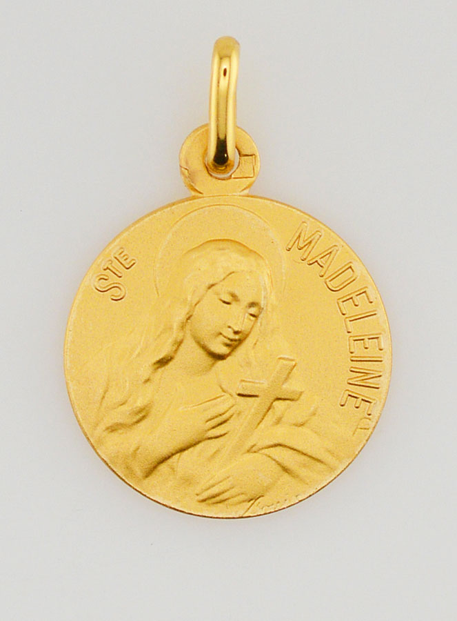 Médaille de Baptême Sainte Marie-Madeleine en Plaqué Or (pic 1)