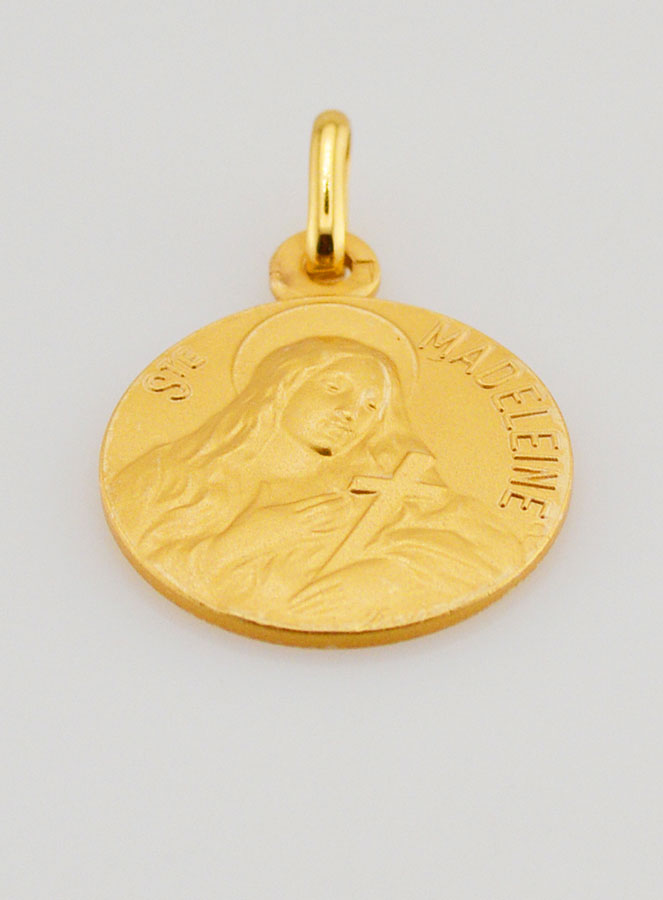 Médaille de Baptême Sainte Marie-Madeleine en Plaqué Or (pic 2)
