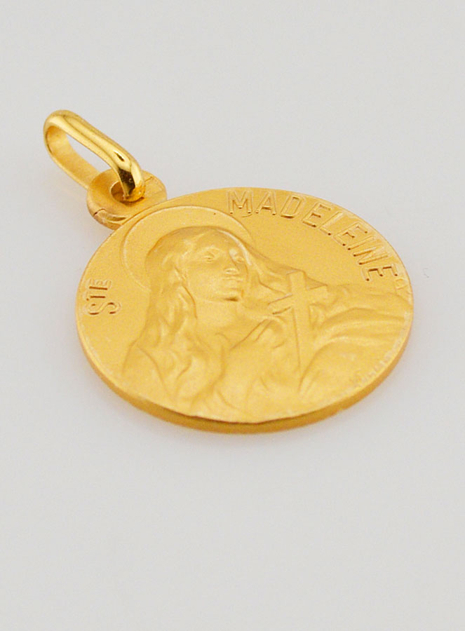 Médaille de Baptême Sainte Marie-Madeleine en Plaqué Or (pic 3)