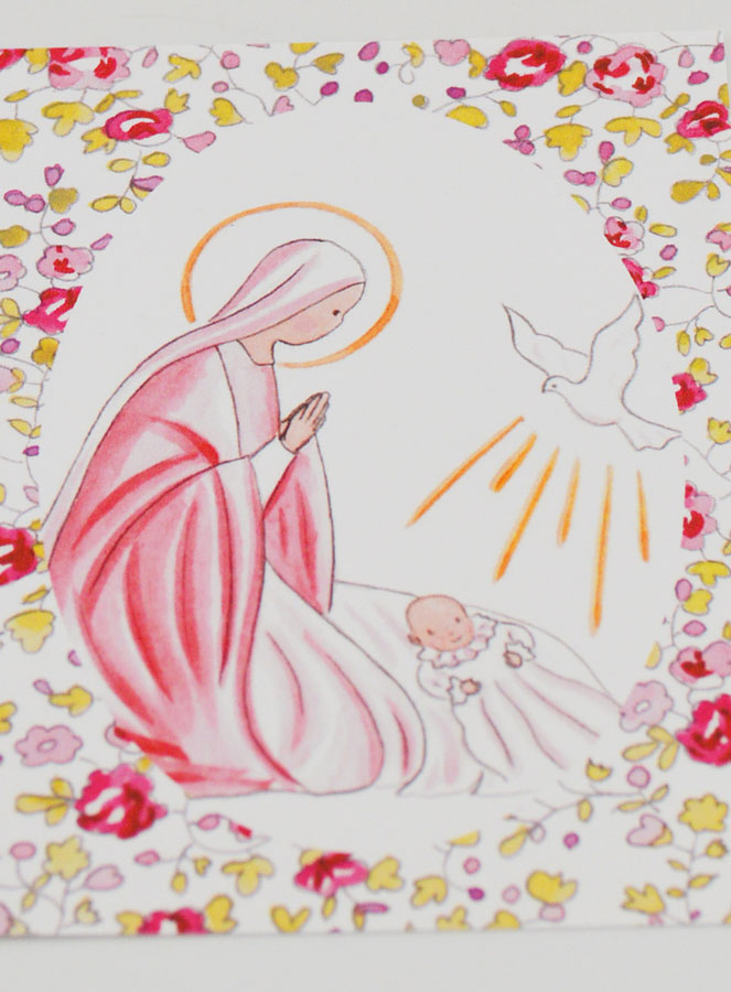 Image de Baptême - Vierge Marie et Colombe de l'Esprit Saint - Rose (pic 2)