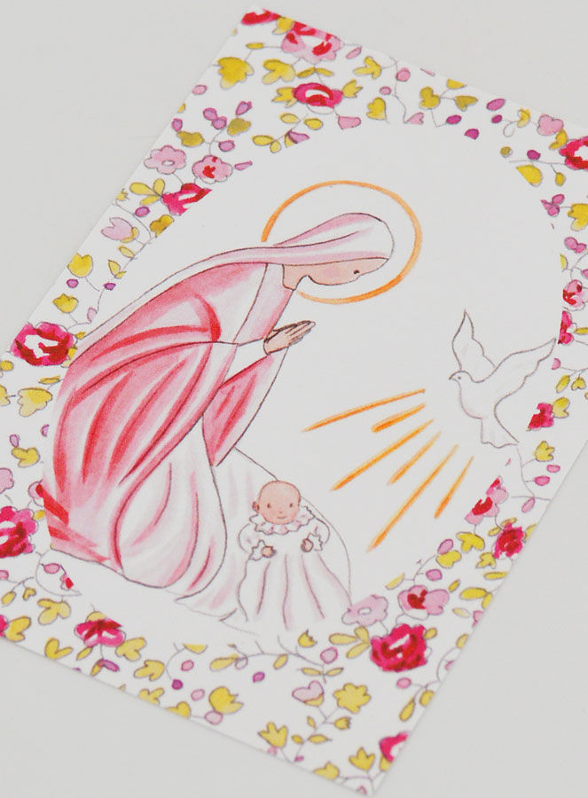 Image de Baptême - Vierge Marie et Colombe de l'Esprit Saint - Rose (pic 4)