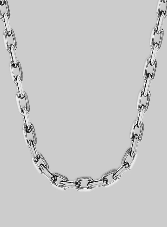 Chaîne de Baptême en Argent Massif - Maille Forçat Diamantée (pic 1)