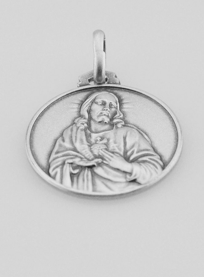 Médaille de Baptême Sacré Coeur de Jésus en Argent - 18mm (pic 2)
