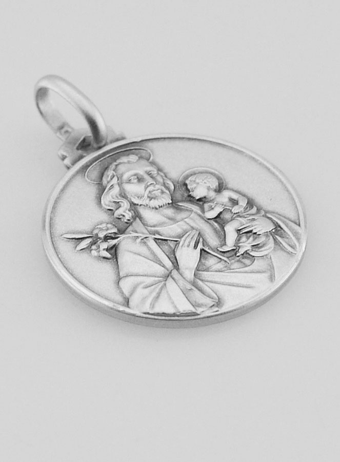 Médaille de Baptême Saint Joseph en Argent Massif (pic 3)