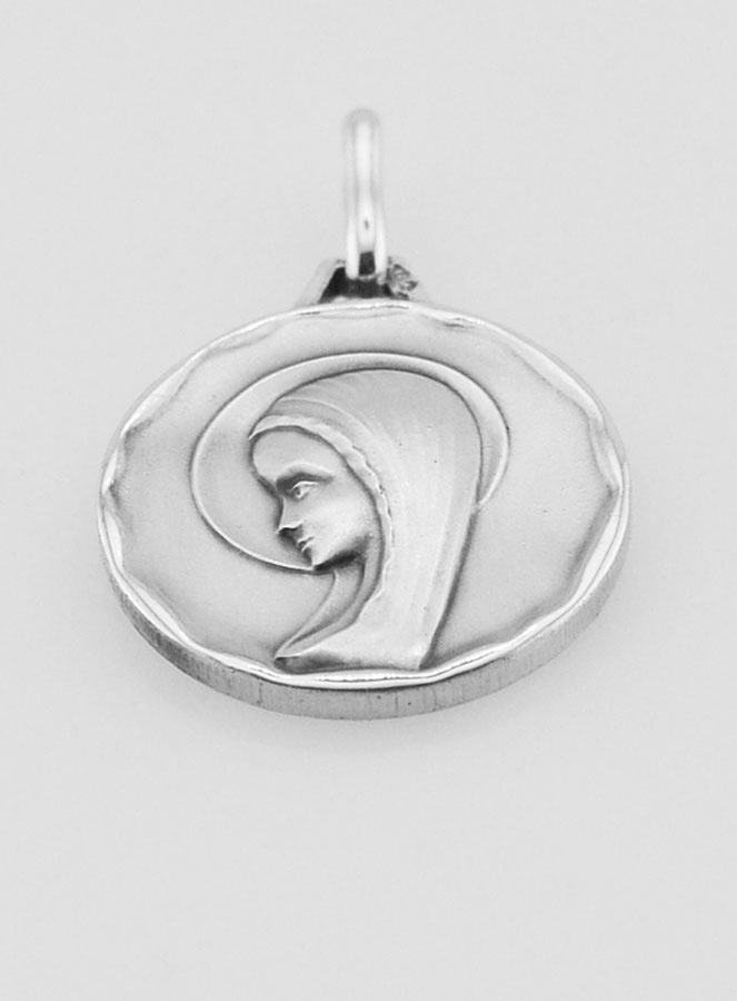 Médaille de Baptême Vierge au Voile Profil Gauche en Argent (pic 2)