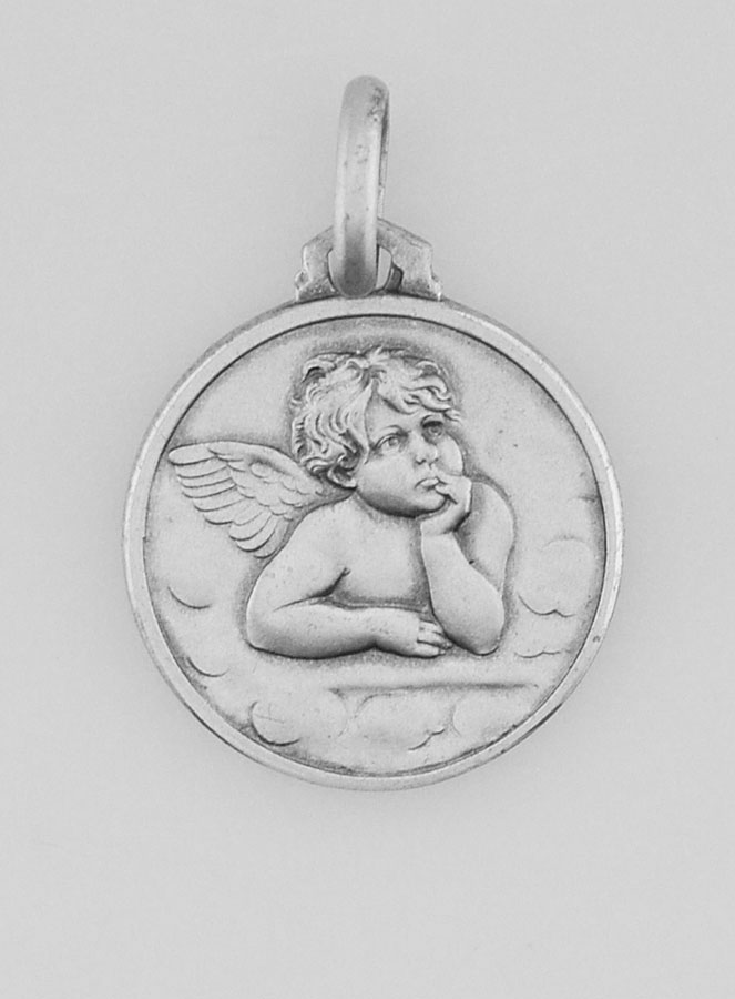 Médaille de Baptême Ange-Gardien en Argent Massif 925/1000 (pic 1)
