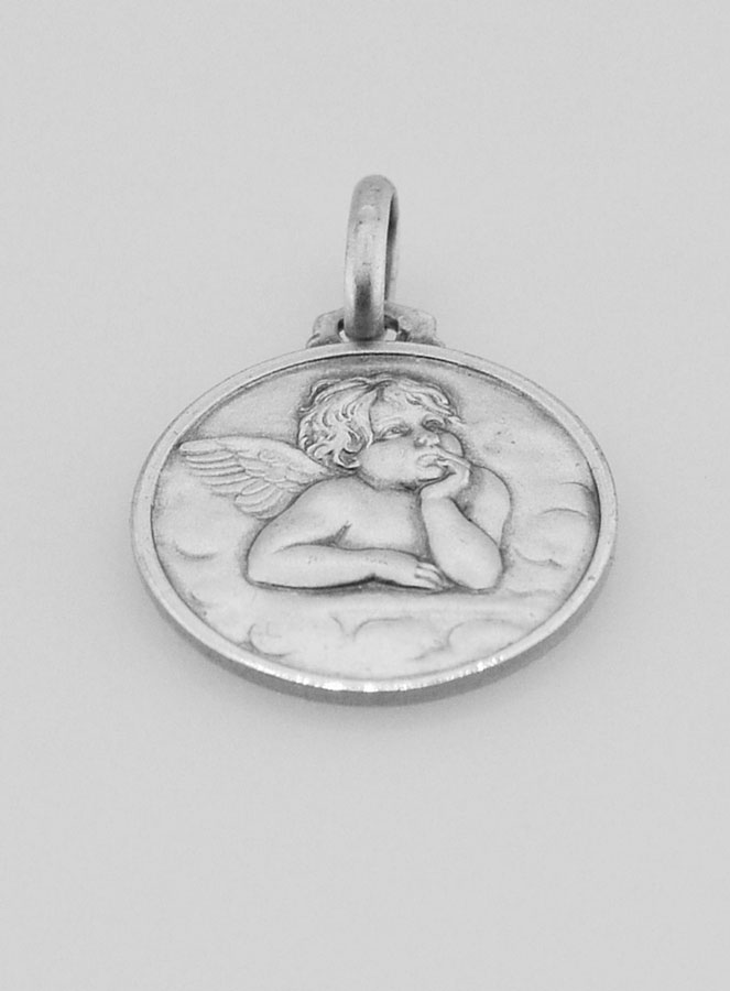 Médaille de Baptême Ange-Gardien en Argent Massif 925/1000 (pic 2)