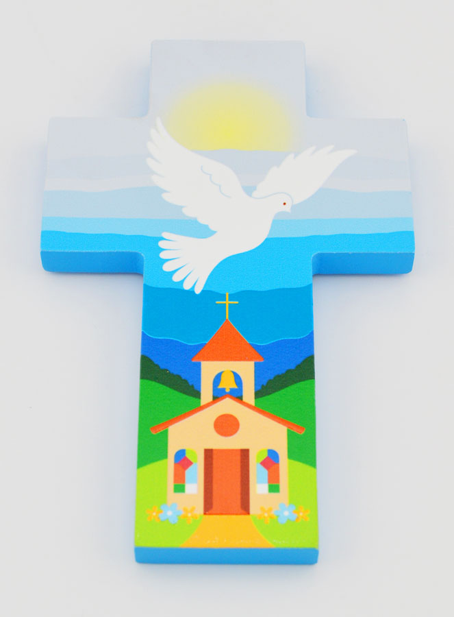 Croix Colombe Esprit Saint et Eglise - Cadeau de Baptême (pic 2)