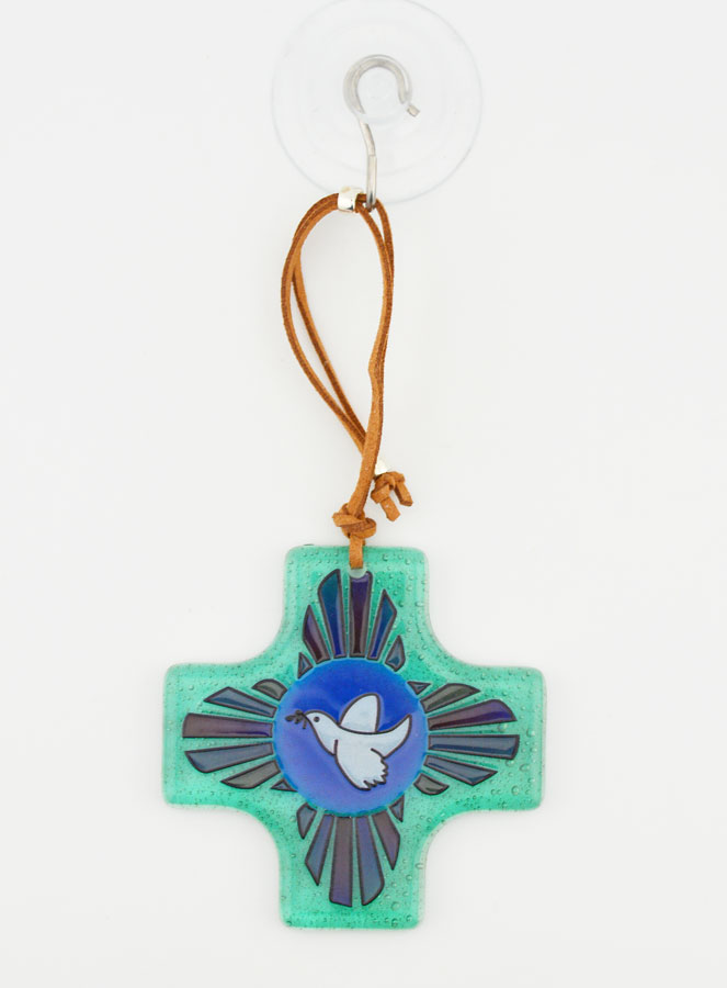 Cadeau de Baptême - Croix en Verre Colombe de la Paix (pic 3)