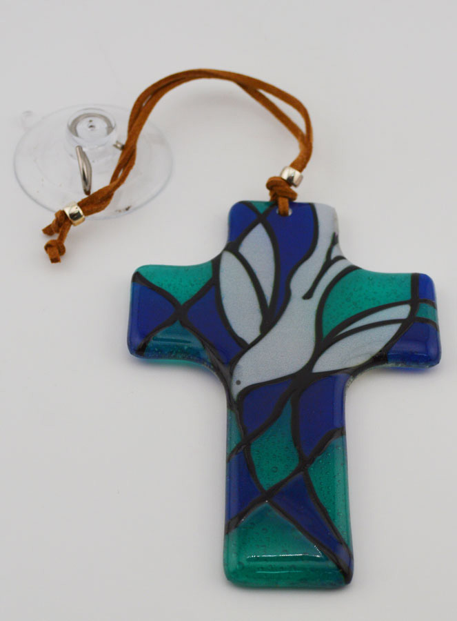 Croix Colombe de l'Esprit Saint en Verre (pic 2)