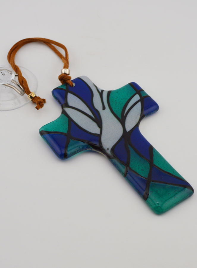 Croix Colombe de l'Esprit Saint en Verre (pic 3)
