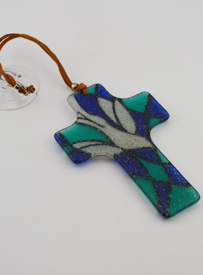 Croix Colombe de l'Esprit Saint en Verre (pic 4)