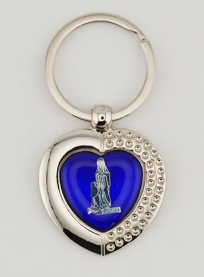 Porte-Clés Coeur Bleu Notre Dame de Lourdes (pic 1)